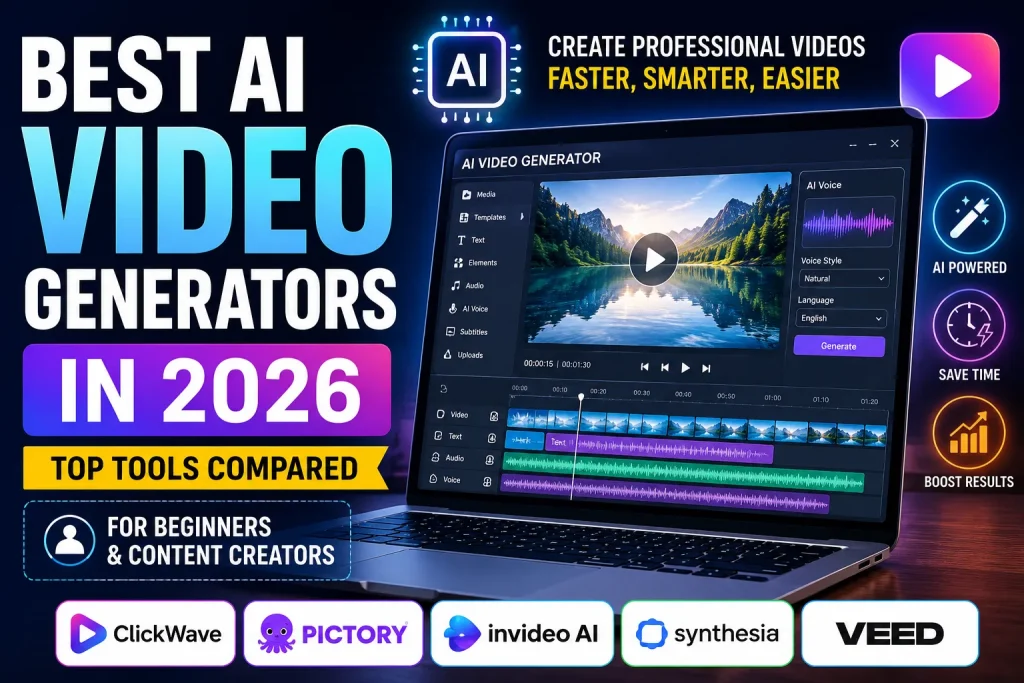 Best AI video generators compared in 2026 for beginners and content creators.